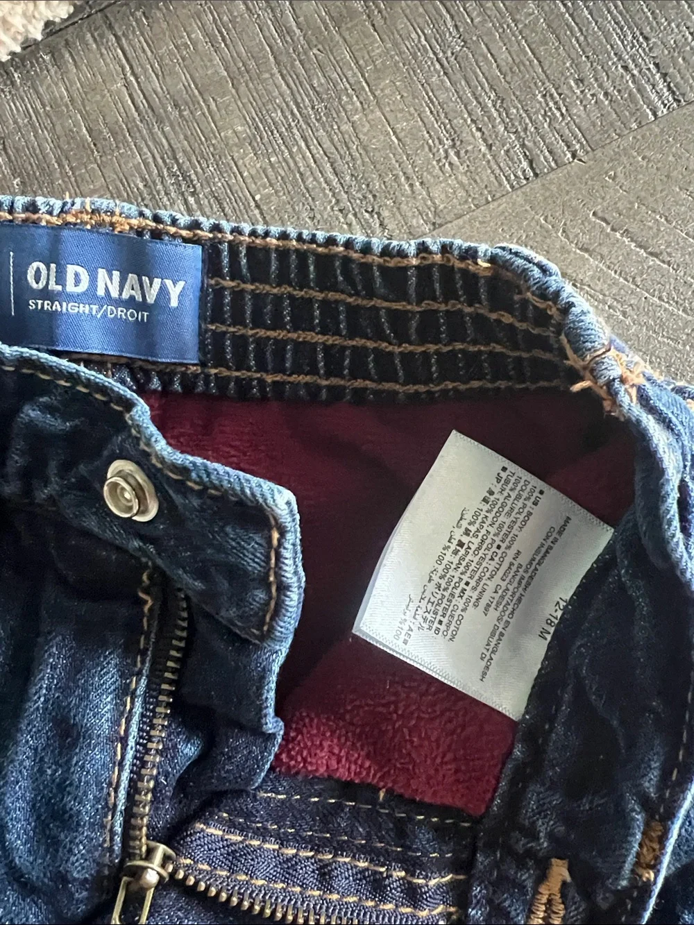 Old Navy Denim Fleece lined jeans with Sherpa hooded zip up